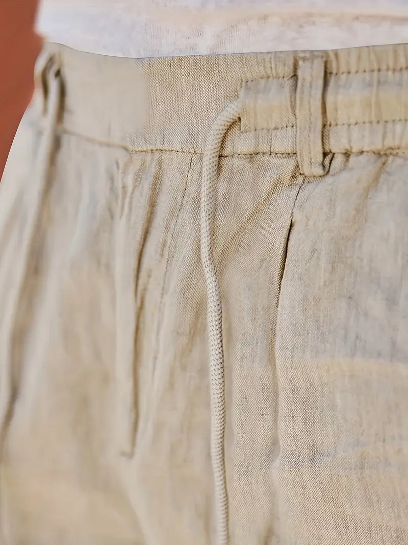 Duval Paris™| Pantalons larges en lin avec cordon