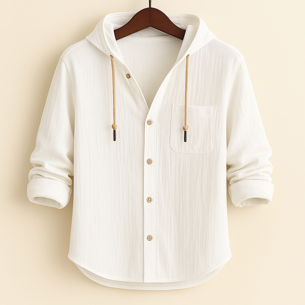 Duval Paris™ | CHEMISE DE LUXE EN COTON DOUX AVEC CAPUCHE