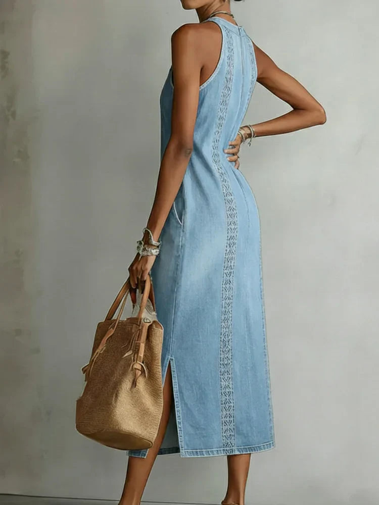 Duval Paris™ | Robe en denim à dentelle rétro