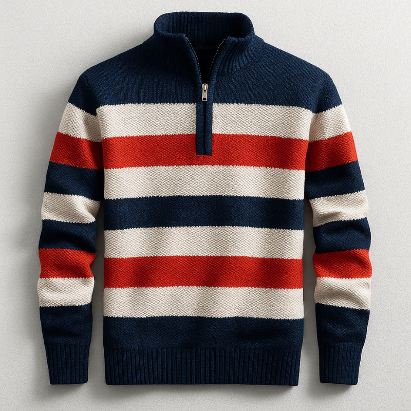DUVAL PARIS™ | PULLOVER EN MAILLE AVEC ZIP POUR HOMME