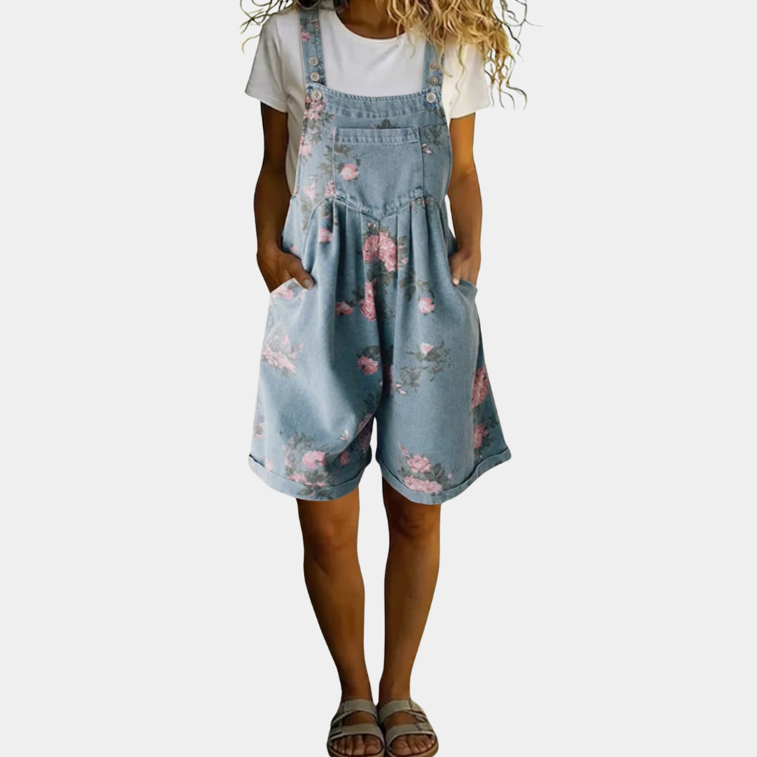 Duval Paris™ | Combinaison en denim floral lavé vintage