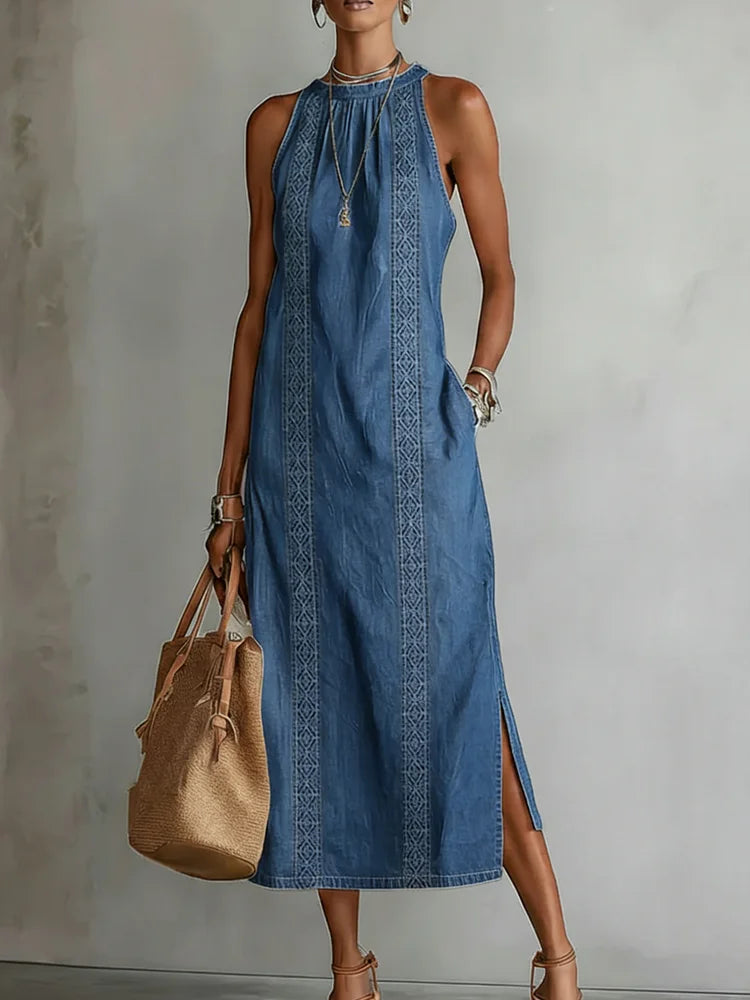 Duval Paris™ | Robe en denim à dentelle rétro