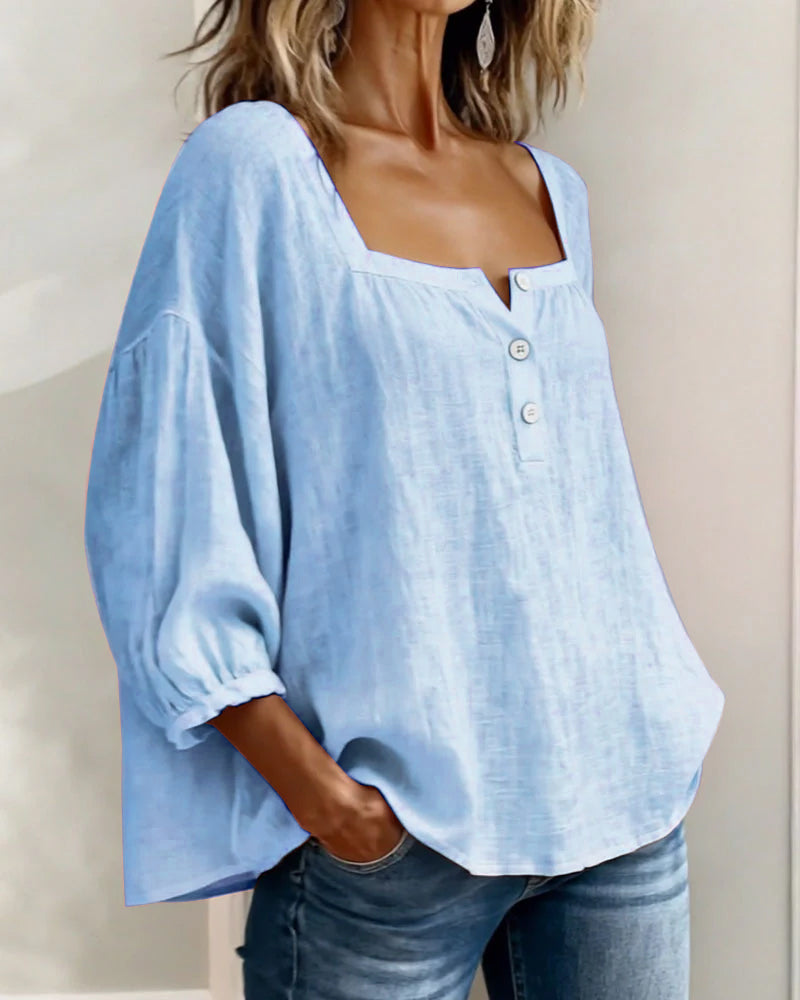 Duval Paris™ | Blouse élégante à encolure carrée