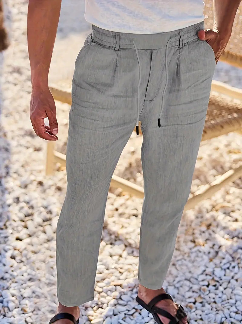 Duval Paris™| Pantalons larges en lin avec cordon
