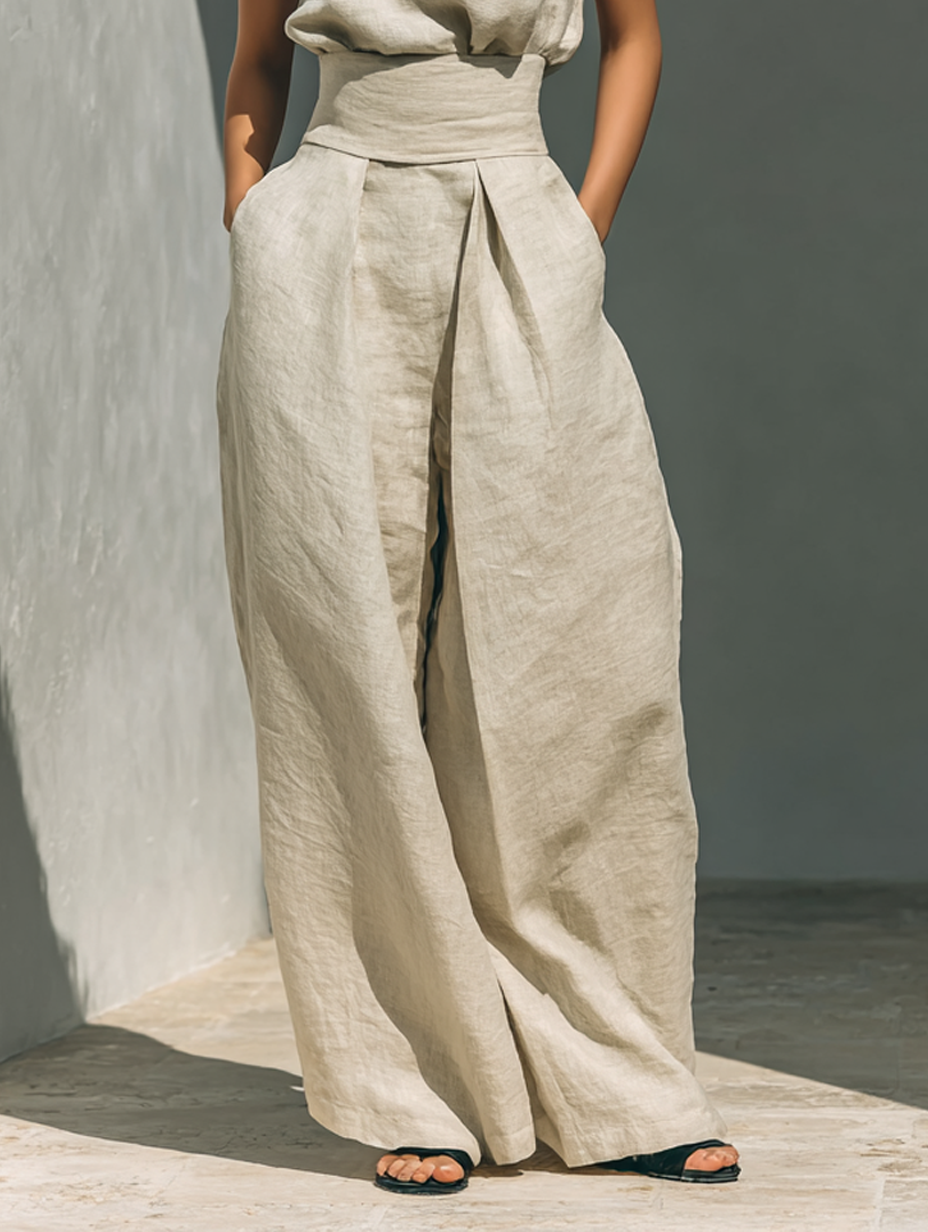 DUVAL PARIS™ | ENSEMBLE PANTALON LARGE EN COTON POUR FEMME