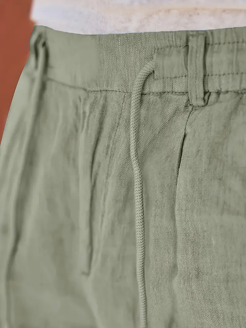 Duval Paris™| Pantalons larges en lin avec cordon