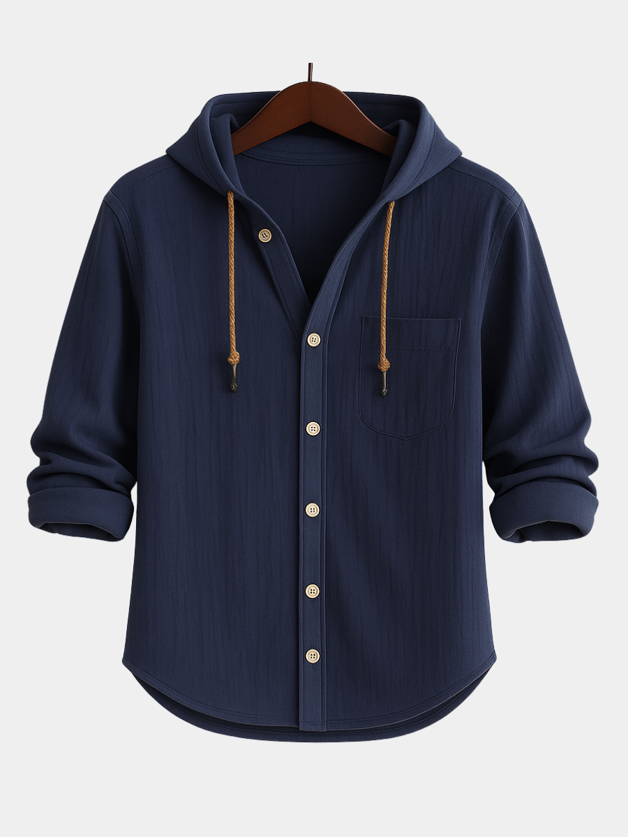 Duval Paris™ | CHEMISE DE LUXE EN COTON DOUX AVEC CAPUCHE