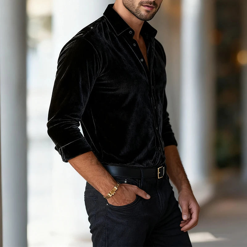 DUVAL PARIS™ | CHEMISE CLASSIQUE EN VELOURS POUR HOMMES