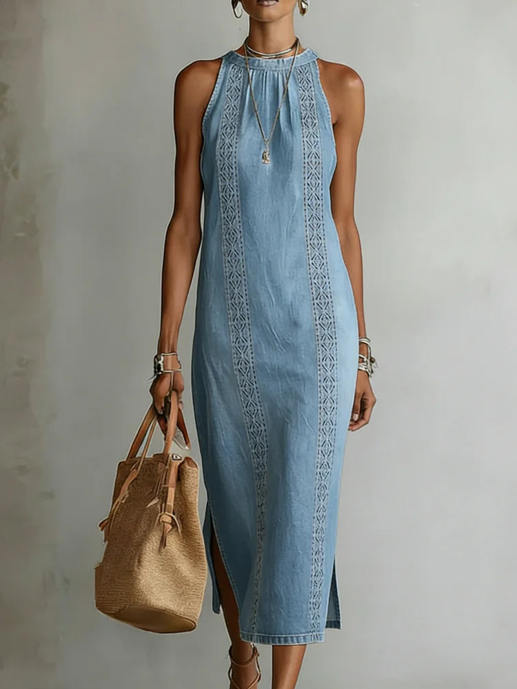 Duval Paris™ | Robe en denim à dentelle rétro