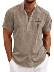 DUVAL PARIS™ | CHEMISE ÉLÉGANT À MANCHES COURTES ET COL MONTANT