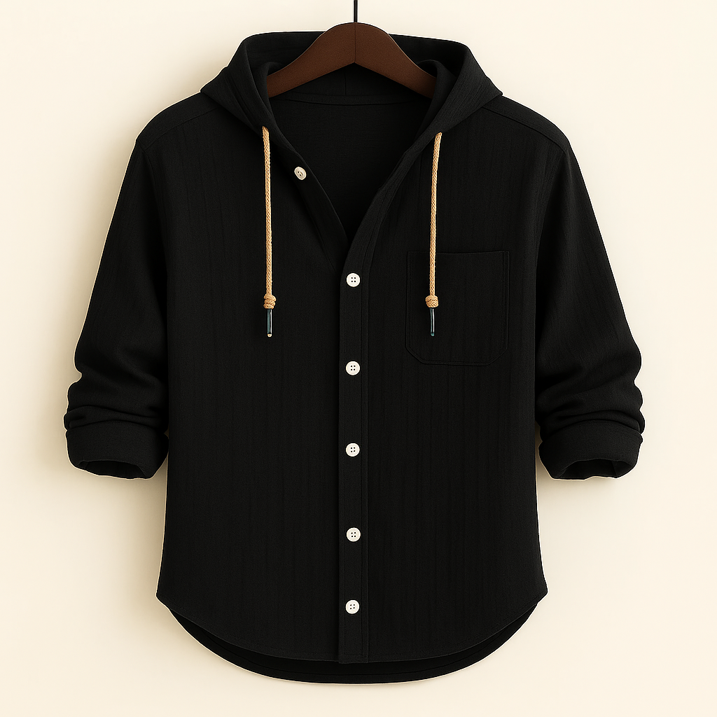 Duval Paris™ | CHEMISE DE LUXE EN COTON DOUX AVEC CAPUCHE