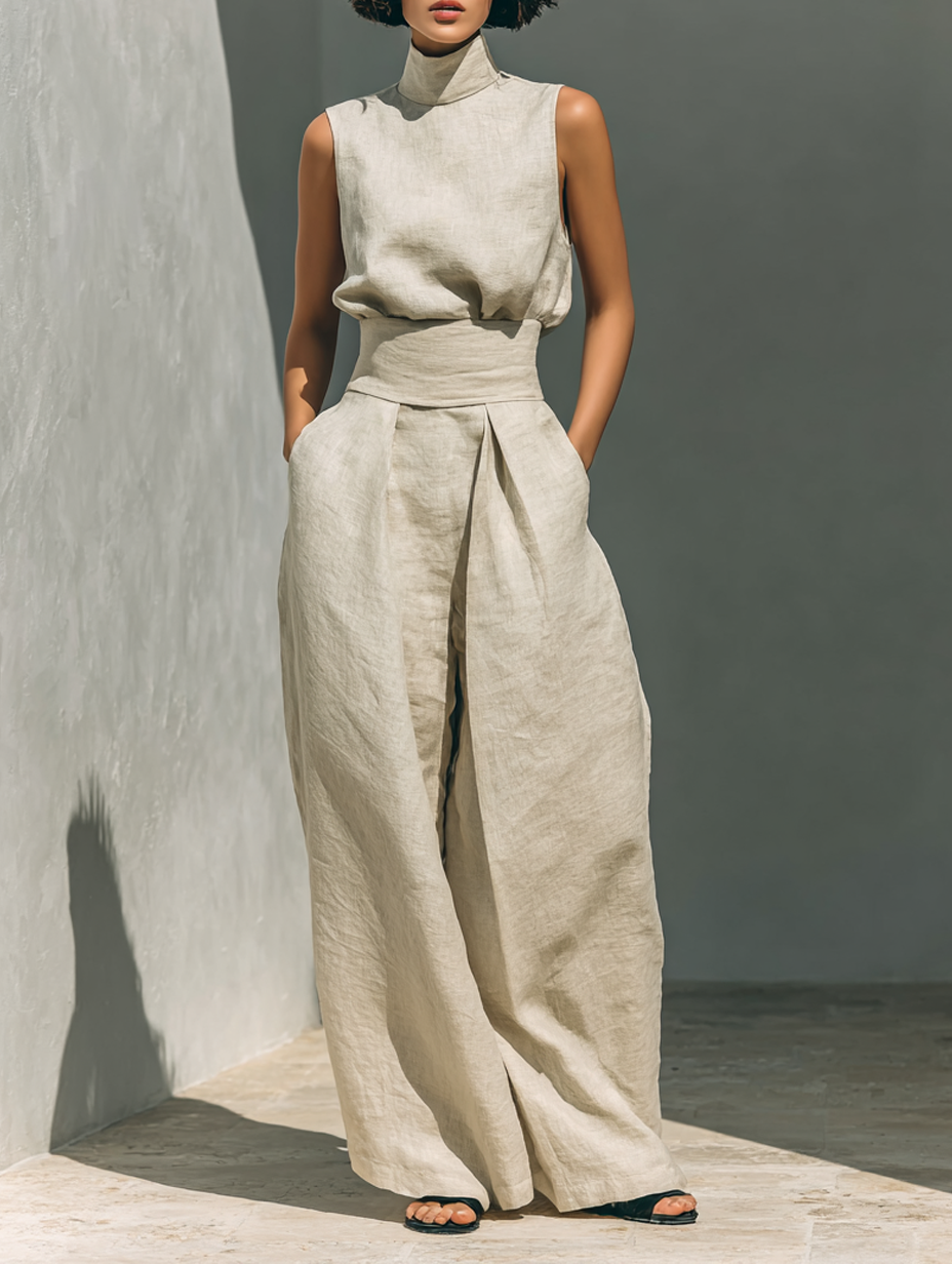 DUVAL PARIS™ | ENSEMBLE PANTALON LARGE EN COTON POUR FEMME