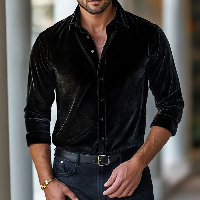 DUVAL PARIS™ | CHEMISE CLASSIQUE EN VELOURS POUR HOMMES