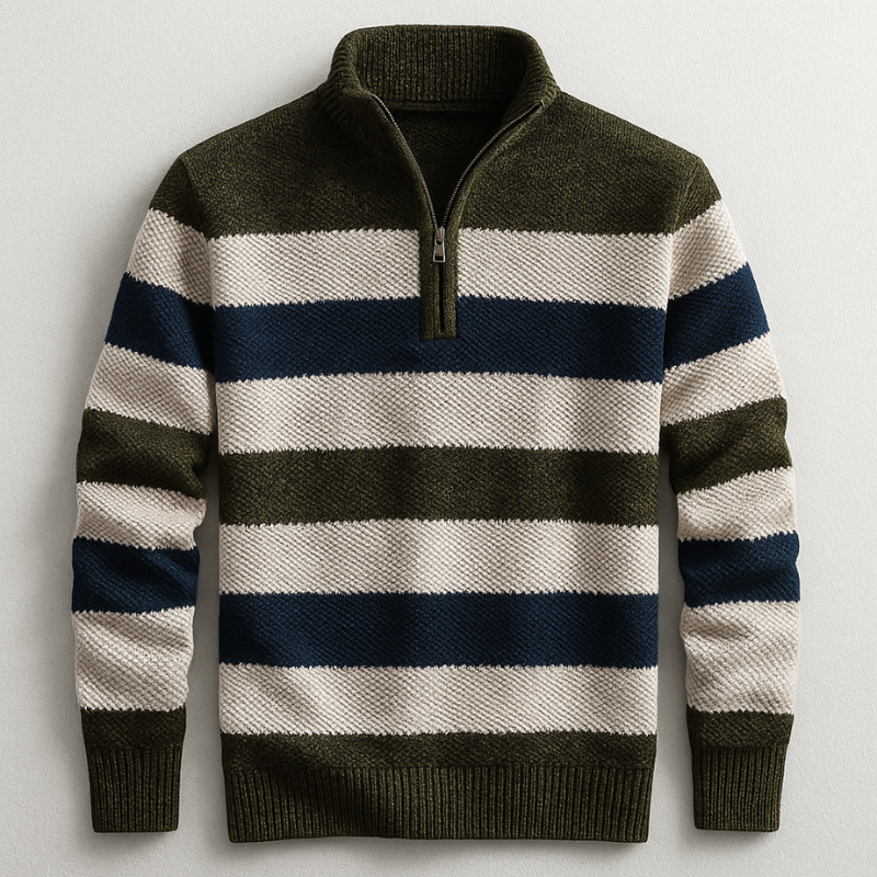 DUVAL PARIS™ | PULLOVER EN MAILLE AVEC ZIP POUR HOMME