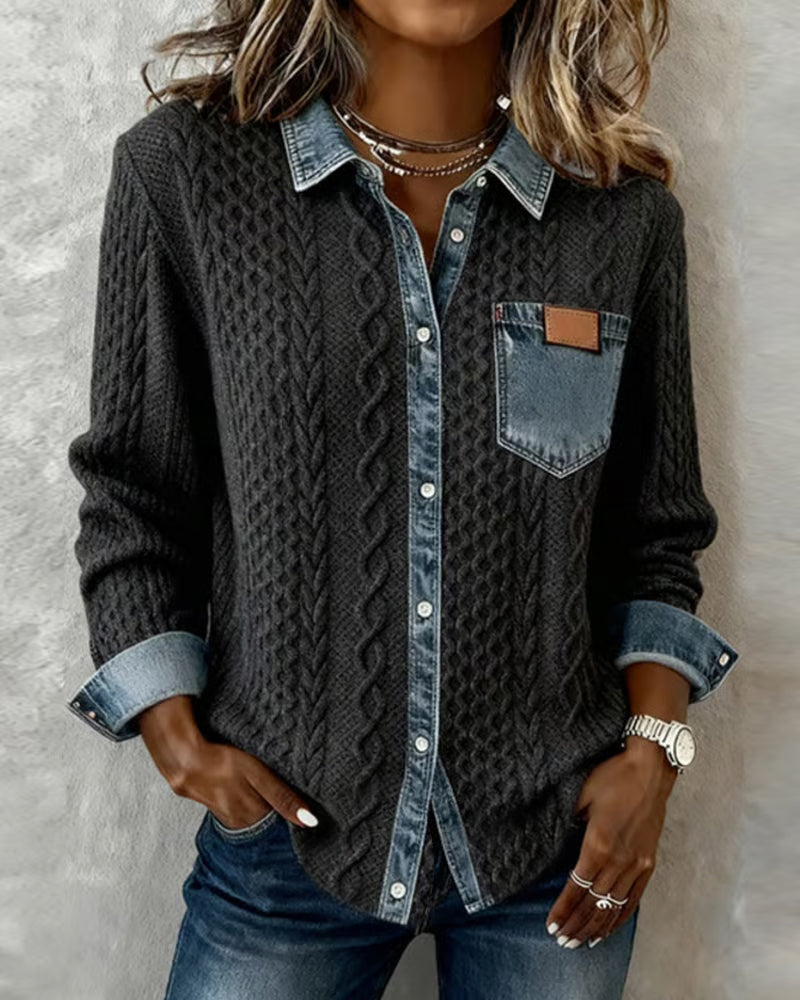 Duval Paris™ | Chemise maille contrastée
