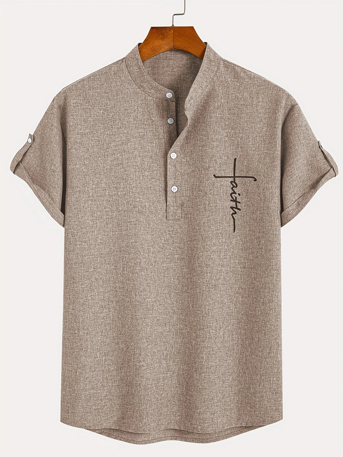 DUVAL PARIS™ | CHEMISE ÉLÉGANT À MANCHES COURTES ET COL MONTANT