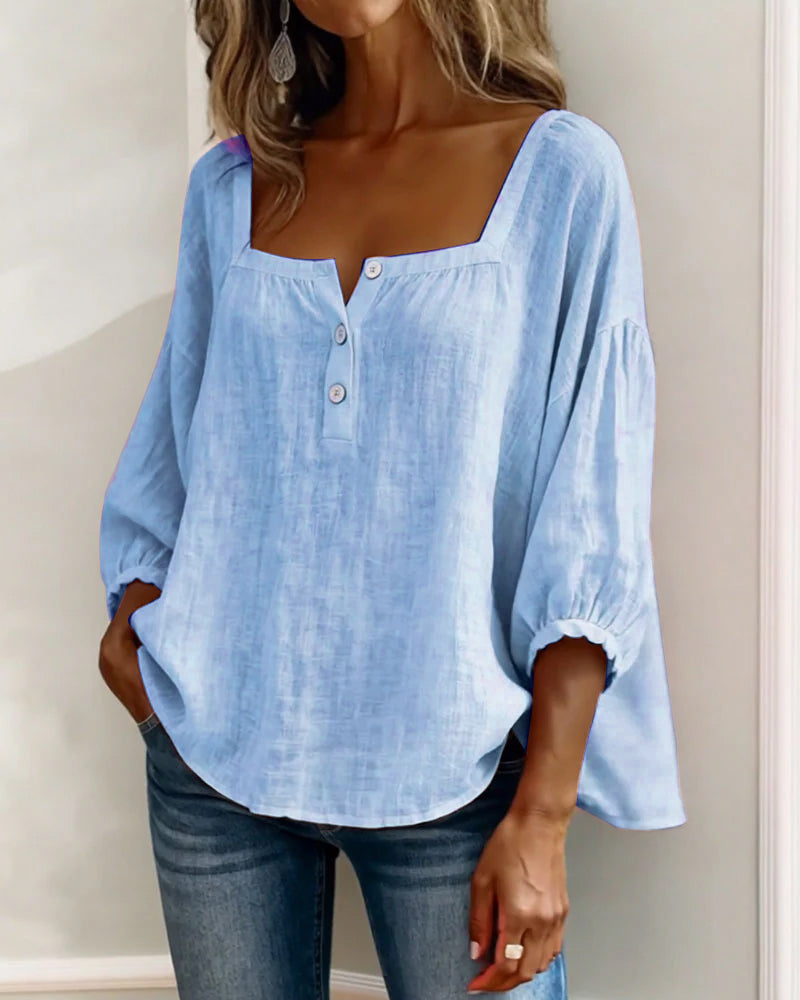 Duval Paris™ | Blouse élégante à encolure carrée