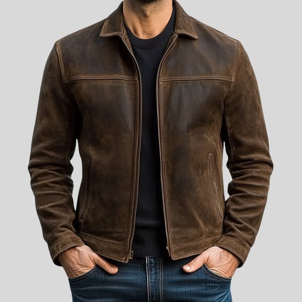 DUVAL PARIS™ | VESTE EN DAIM AVEC FERMETURE ÉCLAIR