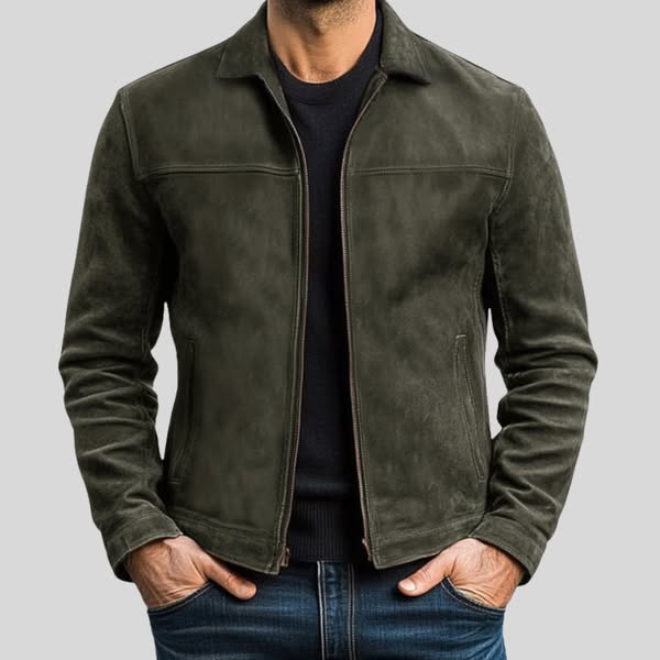 DUVAL PARIS™ | VESTE EN DAIM AVEC FERMETURE ÉCLAIR