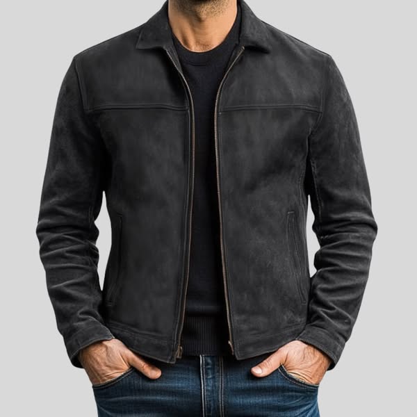 DUVAL PARIS™ | VESTE EN DAIM AVEC FERMETURE ÉCLAIR