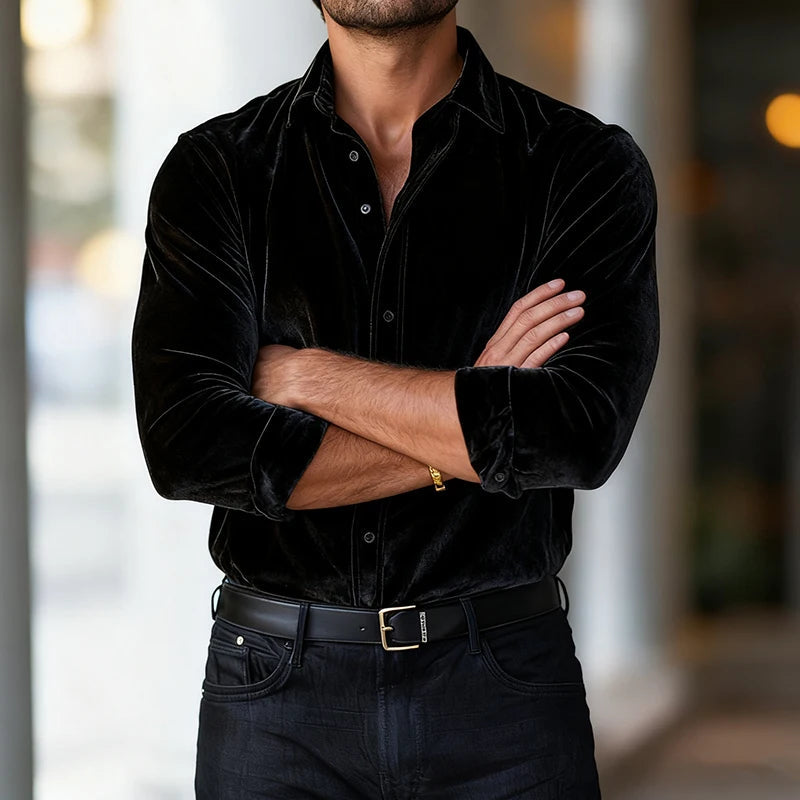 DUVAL PARIS™ | CHEMISE CLASSIQUE EN VELOURS POUR HOMMES
