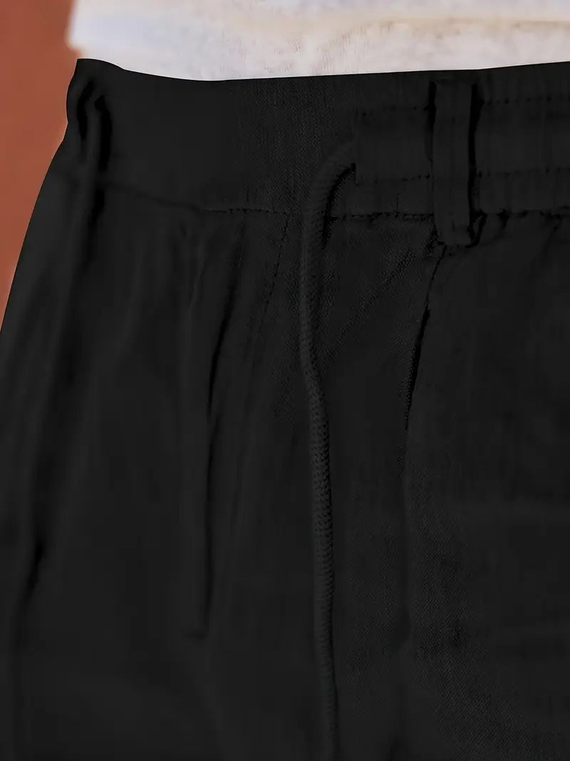 Duval Paris™| Pantalons larges en lin avec cordon
