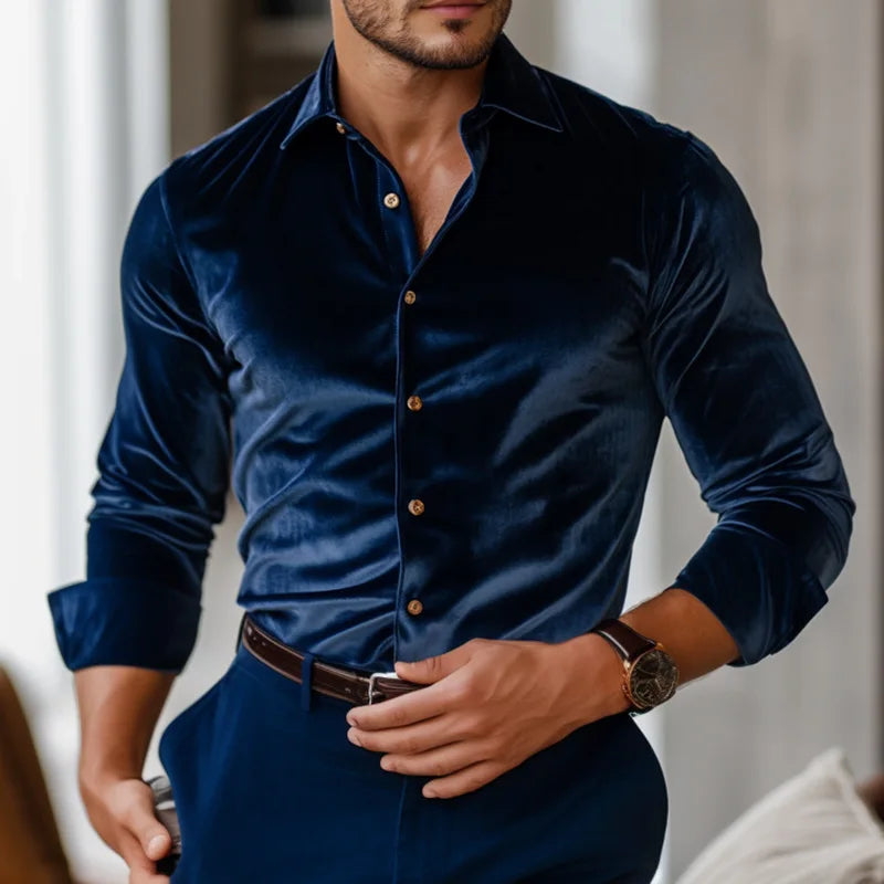 DUVAL PARIS™ | CHEMISE CLASSIQUE EN VELOURS POUR HOMMES