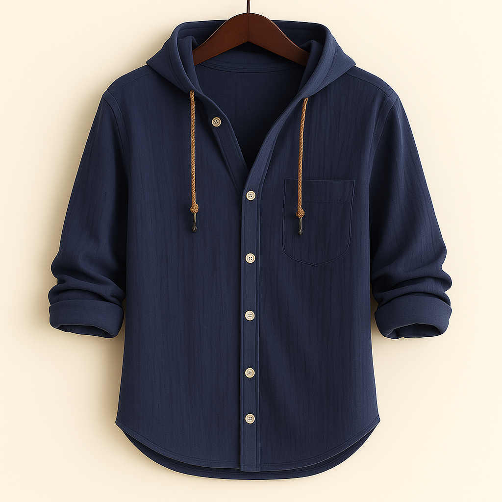 Duval Paris™ | CHEMISE DE LUXE EN COTON DOUX AVEC CAPUCHE