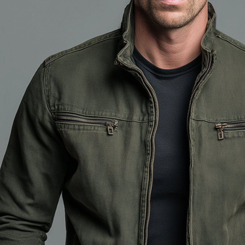 DUVAL PARIS™ | LOUIS VESTE EN COTON VINTAGE À FERMETURE ZIPPÉE