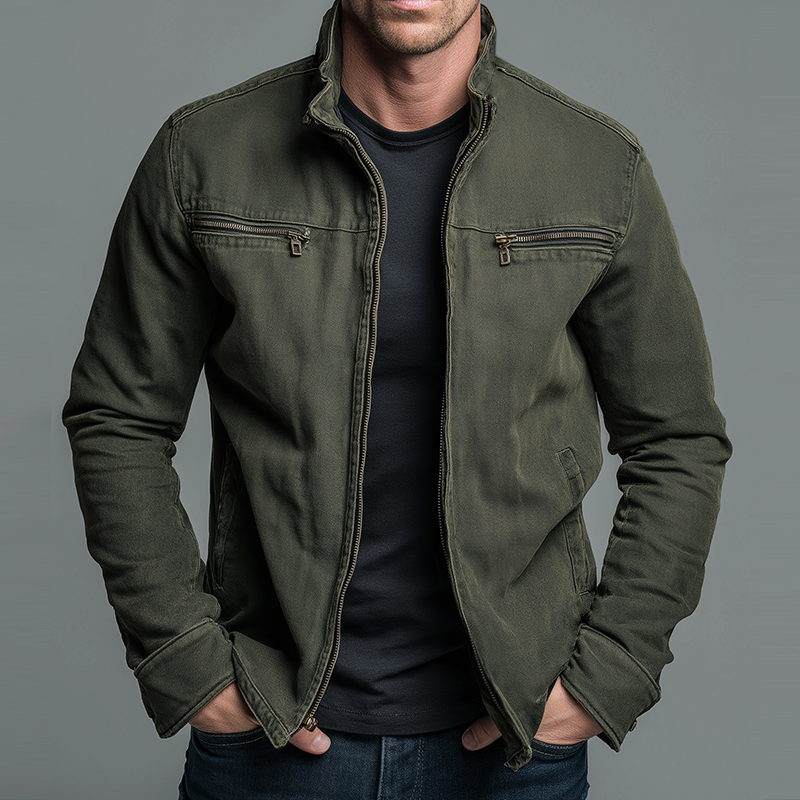 DUVAL PARIS™ | LOUIS VESTE EN COTON VINTAGE À FERMETURE ZIPPÉE