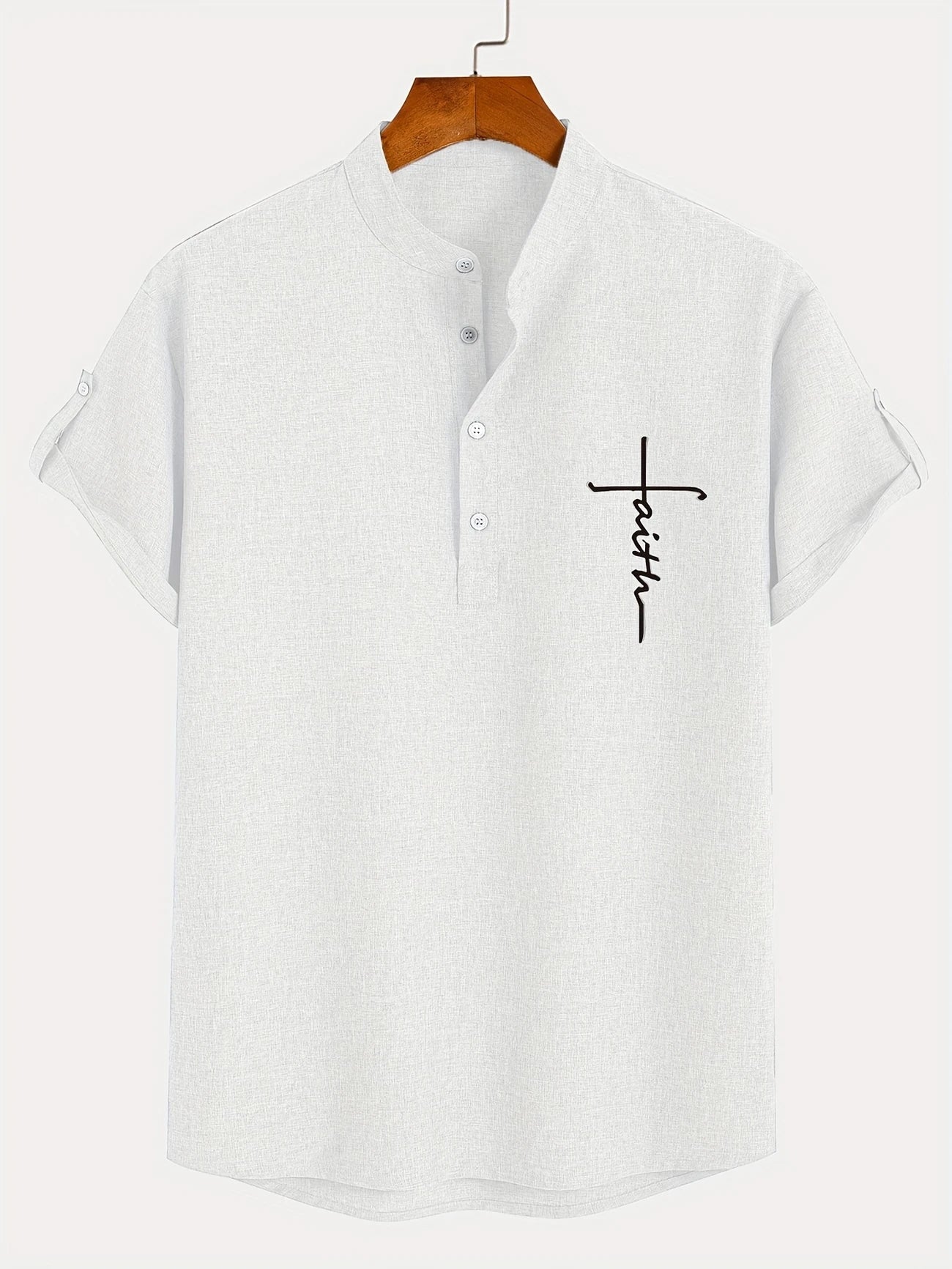 DUVAL PARIS™ | CHEMISE ÉLÉGANT À MANCHES COURTES ET COL MONTANT