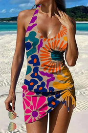 Duval paris™ | Tankini graphique fleuri avec short, effet ventre plat