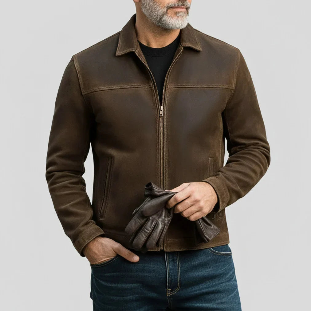 DUVAL PARIS™ | VESTE EN DAIM AVEC FERMETURE ÉCLAIR