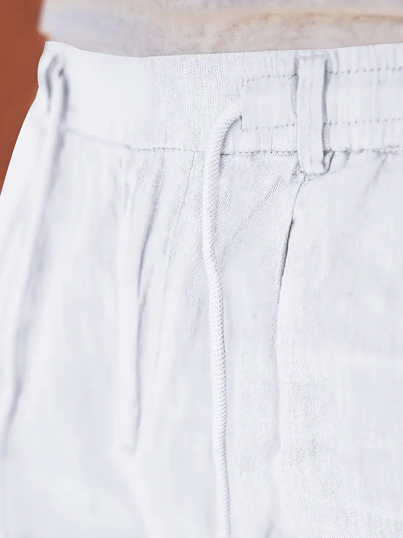 Duval Paris™| Pantalons larges en lin avec cordon