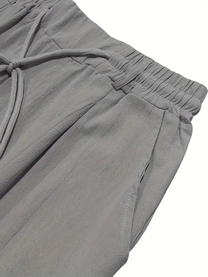 Duval Paris™| Pantalons larges en lin avec cordon