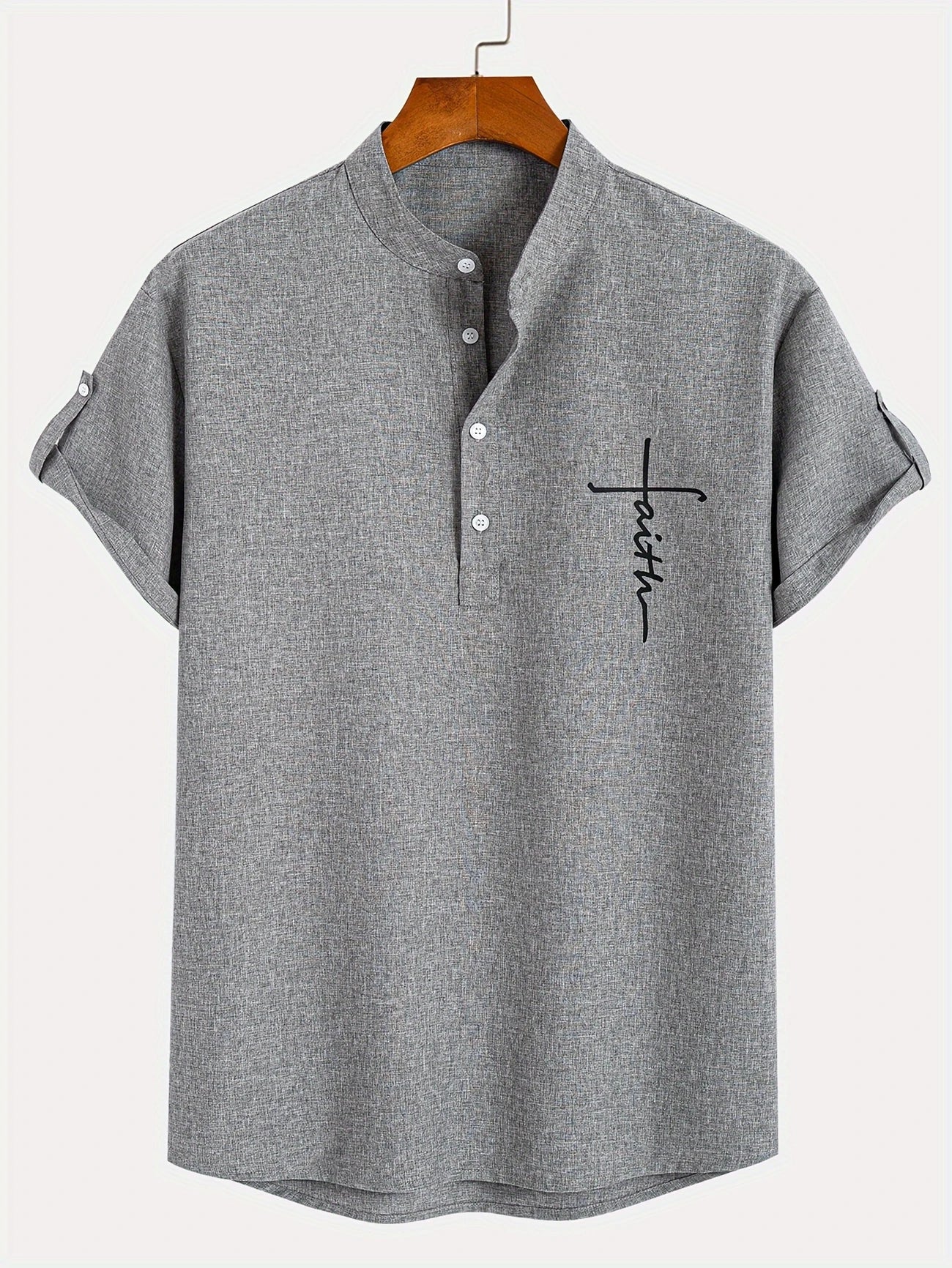 DUVAL PARIS™ | CHEMISE ÉLÉGANT À MANCHES COURTES ET COL MONTANT