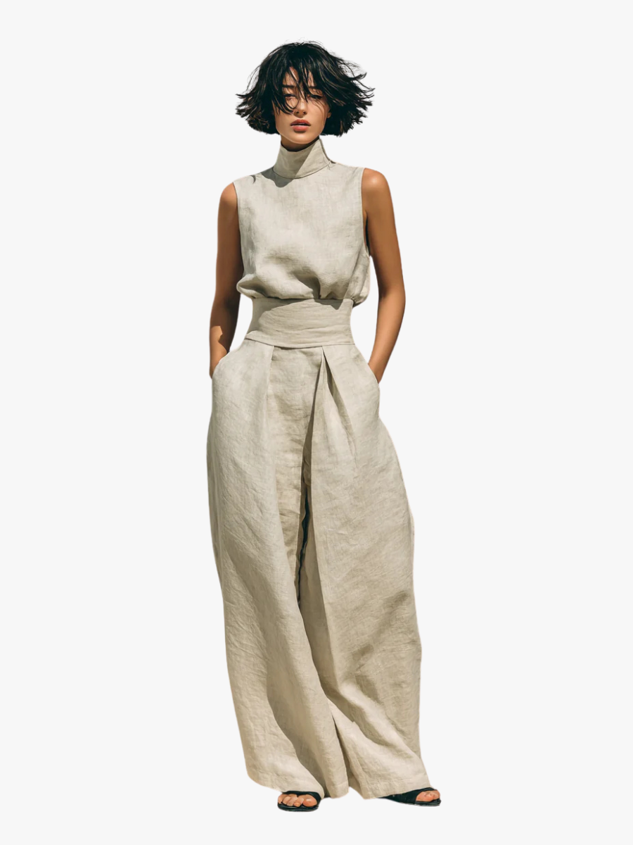 DUVAL PARIS™ | ENSEMBLE PANTALON LARGE EN COTON POUR FEMME