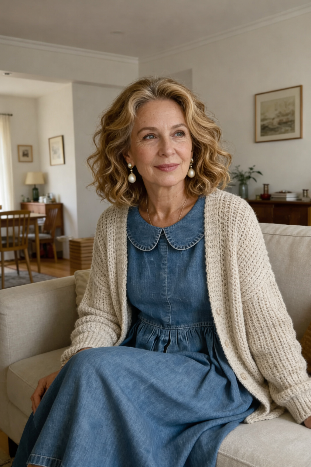 Duval Paris™ | Robe en jean à col Peter Pan
