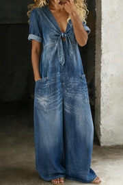 Duval Paris™ | Combinaison denim col V