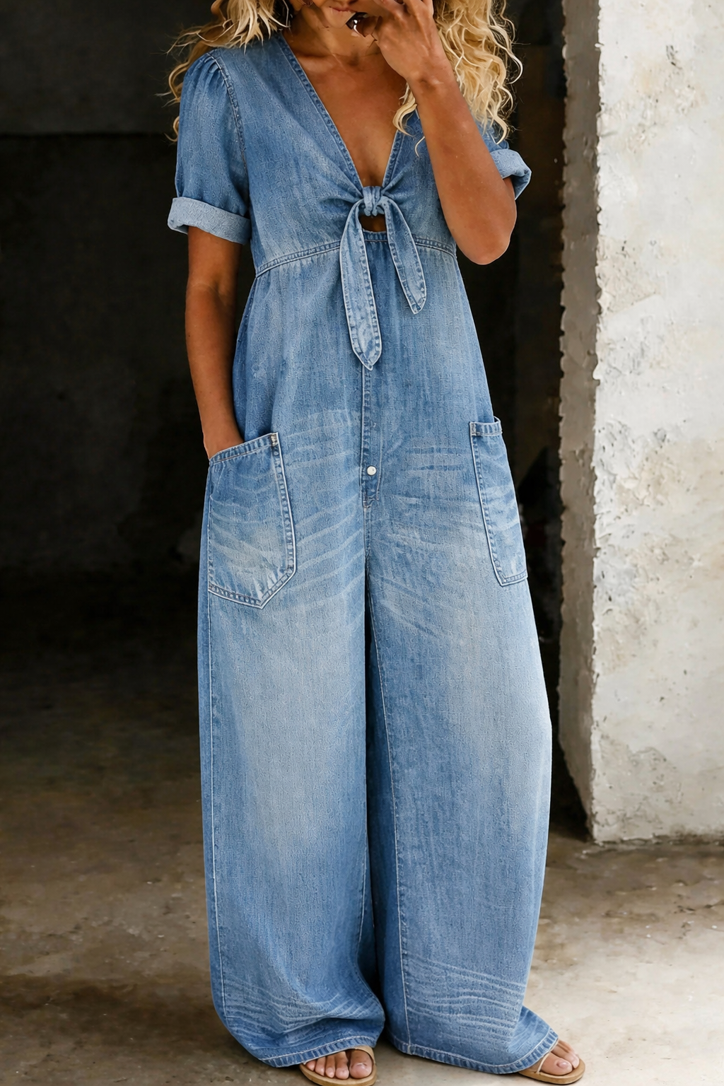 Duval Paris™ | Combinaison denim col V