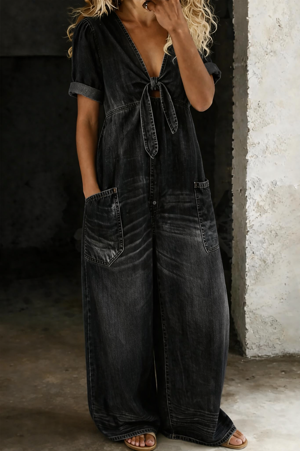Duval Paris™ | Combinaison denim col V