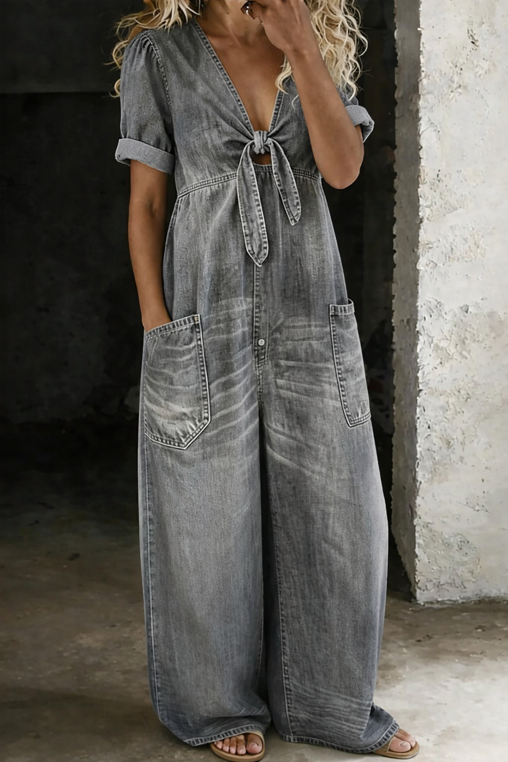 Duval Paris™ | Combinaison denim col V