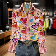 Duval Paris™ | Blouse artistique à imprimé cœurs