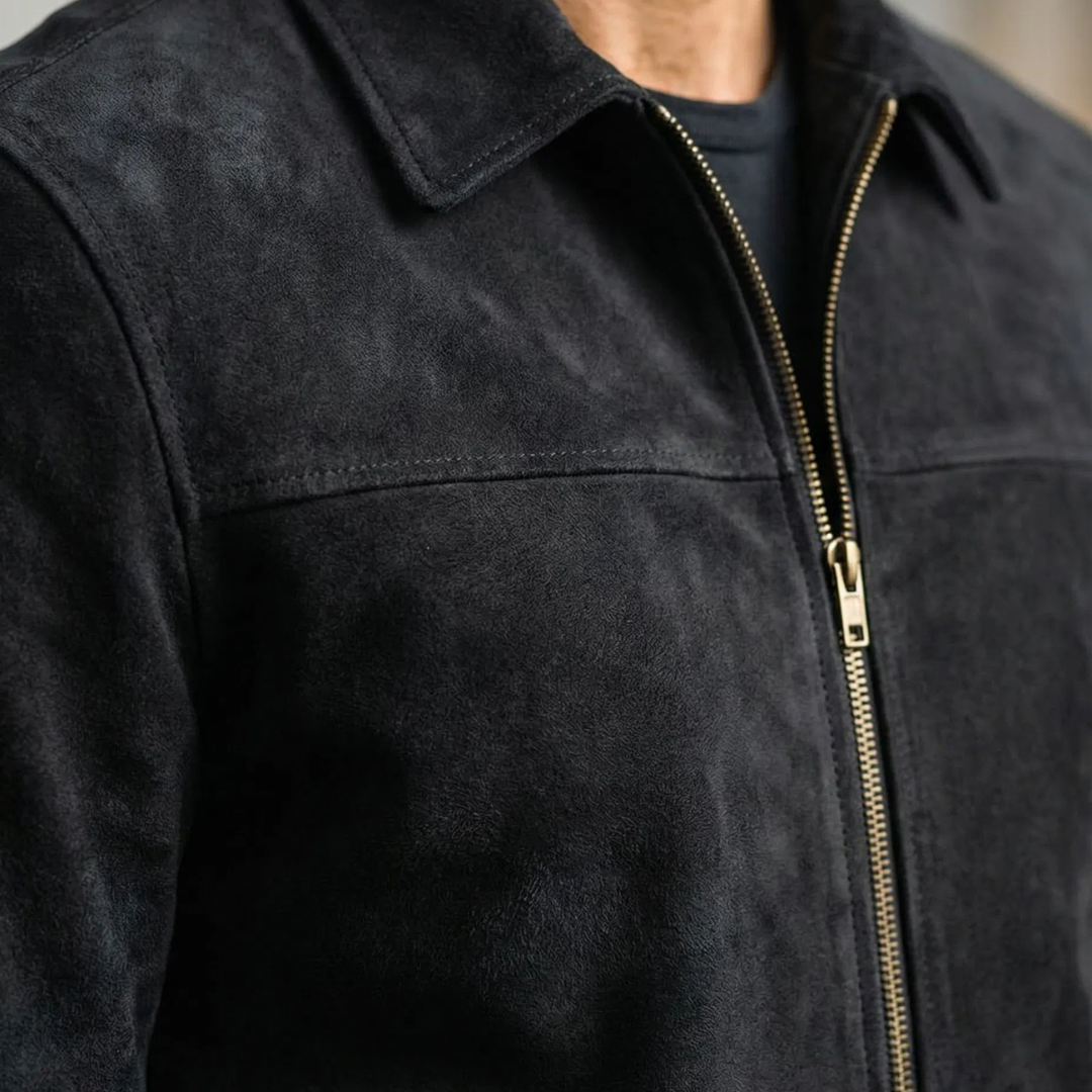 DUVAL PARIS™ | VESTE EN DAIM AVEC FERMETURE ÉCLAIR