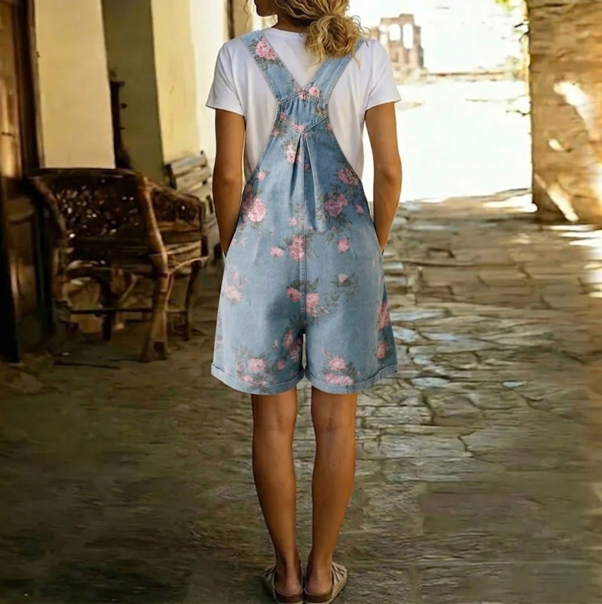 Duval Paris™ | Combinaison en denim floral lavé vintage
