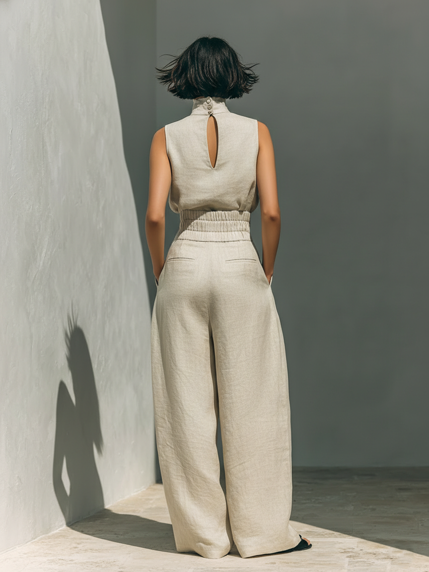 DUVAL PARIS™ | ENSEMBLE PANTALON LARGE EN COTON POUR FEMME