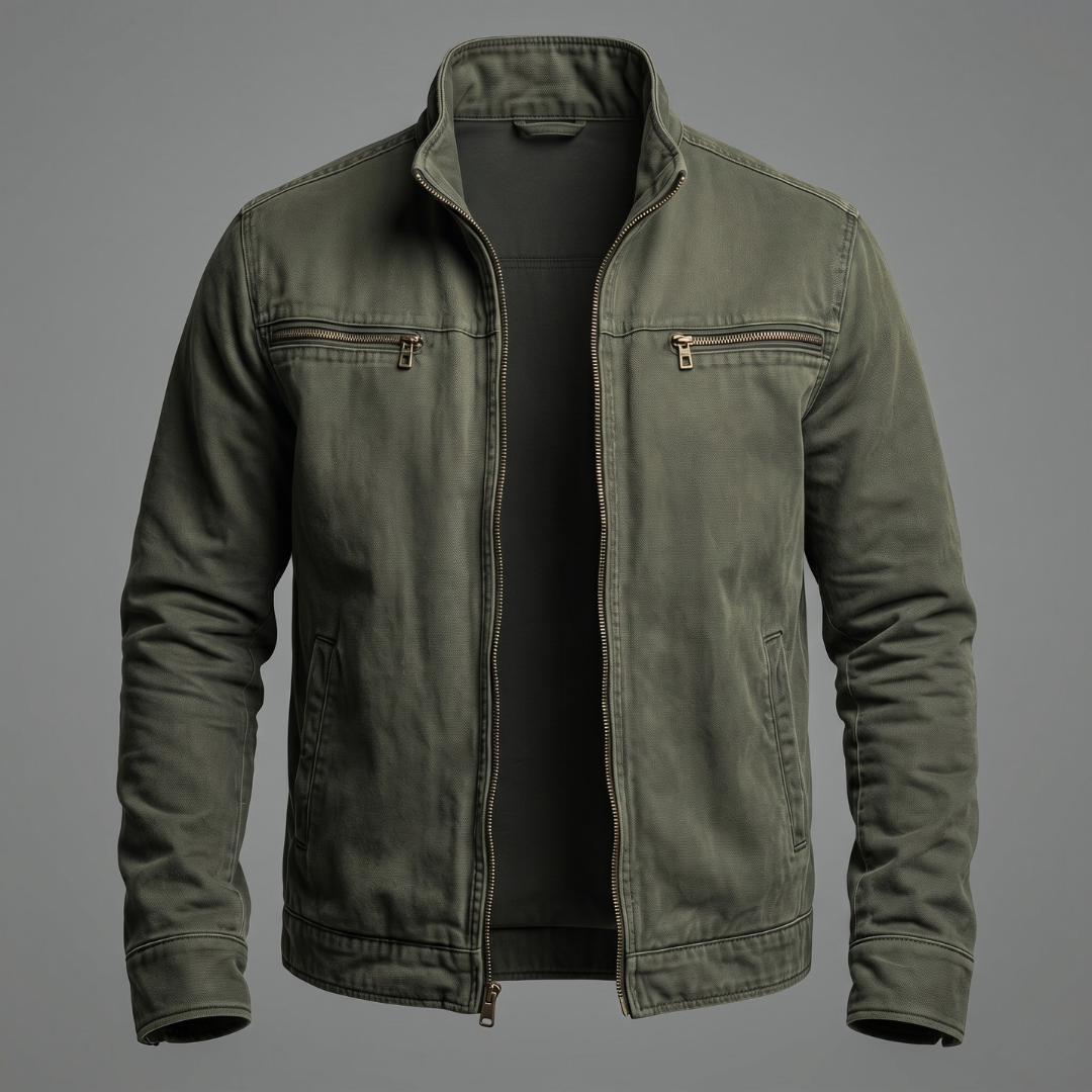 DUVAL PARIS™ | LOUIS VESTE EN COTON VINTAGE À FERMETURE ZIPPÉE