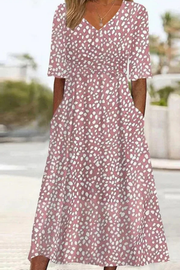 DUVAL PARIS™ | ROBE MIDI À POIS ÉLÉGANTE ET FLATTEUSE POUR LE VENTRE