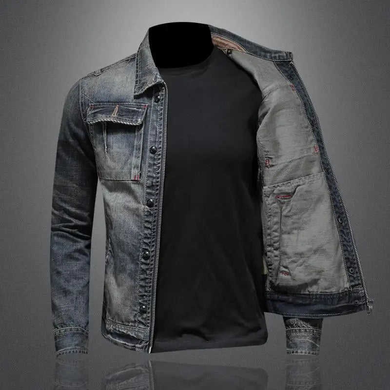 Duval Paris™| Veste en jean classique zippée pour homme