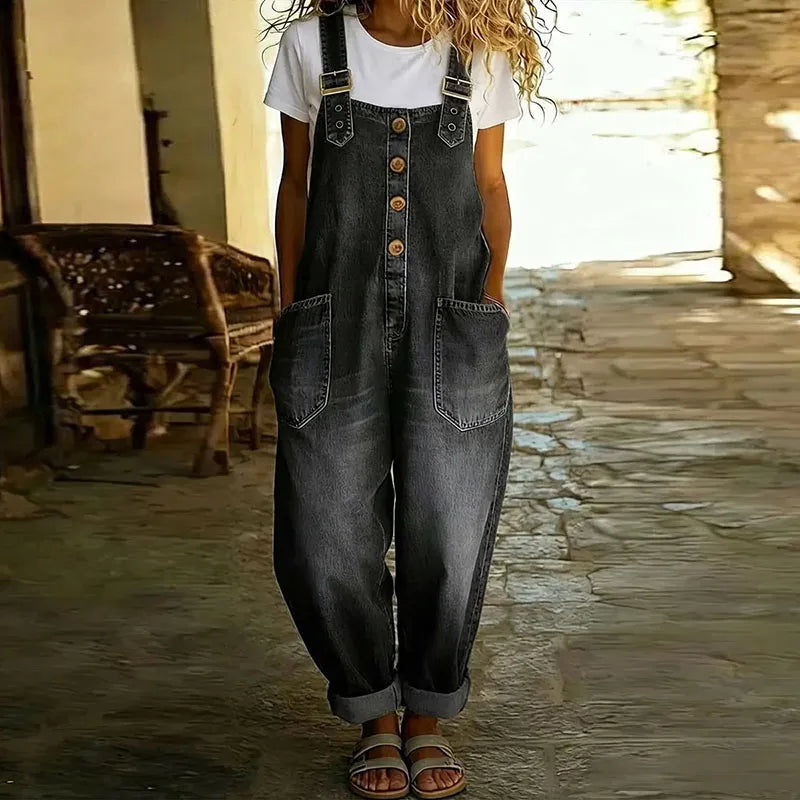Duval Paris™ | Salopette vintage en coton doux effet denim